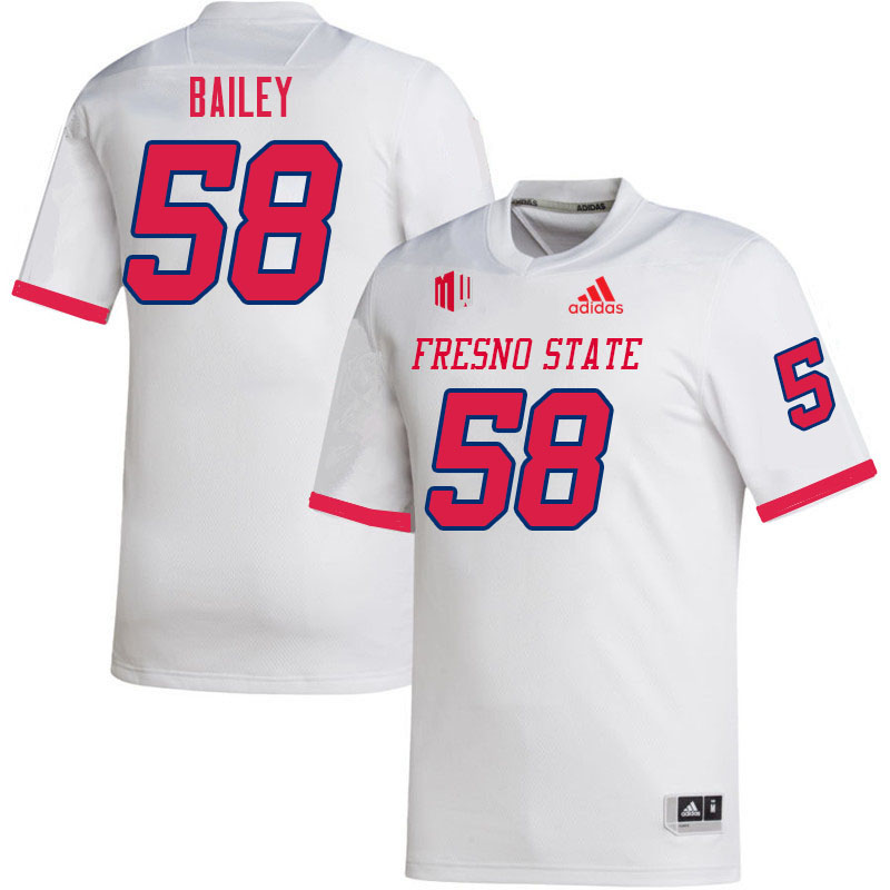 Men #58 Miles Bailey Fresno State Bulldogs College Football Jerseys Sale-White - Click Image to Close
